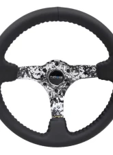 NRG Reinforced Sport Steering Wheel 350mm 3 Inch Deep Hydro Dipped Digital Camo 5mm spoke Black Leather Black Baseball Stitching                                     - RST-036DC-R - Image 4