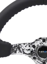 NRG Reinforced Sport Steering Wheel 350mm 3 Inch Deep Hydro Dipped Digital Camo 5mm spoke Black Leather Black Baseball Stitching                                     - RST-036DC-R - Image 3