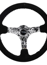 NRG Reinforced Sport Steering Wheel 350mm 3 Inch Deep Hydro Dipped Digital Camo 5mm spoke Black Suede Black Baseball Stitching                                     - RST-036DC-S - Image 4