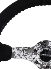 NRG Reinforced Sport Steering Wheel 350mm 3 Inch Deep Hydro Dipped Digital Camo 5mm spoke Black Suede Black Baseball Stitching                                     - RST-036DC-S - Image 3