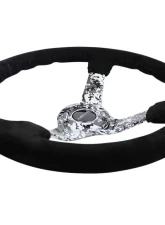 NRG Reinforced Sport Steering Wheel 350mm 3 Inch Deep Hydro Dipped Digital Camo 5mm spoke Black Suede Black Baseball Stitching                                     - RST-036DC-S - Image 4