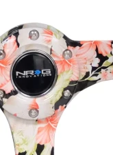 NRG Reinforced Sport Steering Wheel 350mm 3 Inch Deep Hydro Dipped Tropical Floral 5mm spoke Black Suede Black Baseball Stitching                                     - RST-036FL-S - Image 4