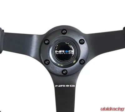 NRG Reinforced Sport Steering Wheel 350mm Odi Aurimas Bakchis Signature Race Style 3 Inch deep black Leather - RST-036MB-R