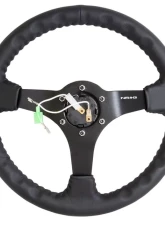 NRG Reinforced Sport Steering Wheel 350mm Odi Aurimas Bakchis Signature Race Style 3 Inch deep black Leather                                     - RST-036MB-R - Image 5