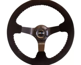 NRG Reinforced Sport Steering Wheel 350mm Odi Aurimas Bakchis Signature Race Style 3 Inch deep black Suede