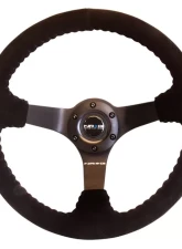 NRG Reinforced Sport Steering Wheel 350mm Odi Aurimas Bakchis Signature Race Style 3 Inch deep black Suede                                     - RST-036MB-S - Image 7