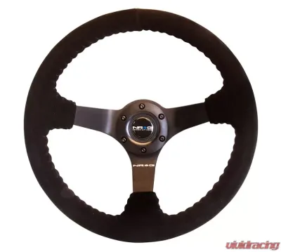 NRG Reinforced Sport Steering Wheel 350mm Odi Aurimas Bakchis Signature Race Style 3 Inch deep black Suede - RST-036MB-S