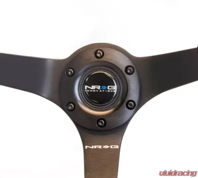 NRG Reinforced Sport Steering Wheel 350mm Odi Aurimas Bakchis Signature Race Style 3 Inch deep black Suede - RST-036MB-S