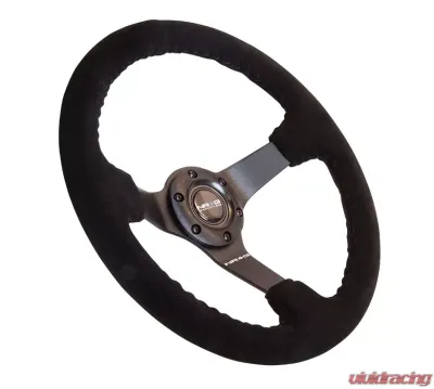 NRG Reinforced Sport Steering Wheel 350mm Odi Aurimas Bakchis Signature Race Style 3 Inch deep black Suede - RST-036MB-S