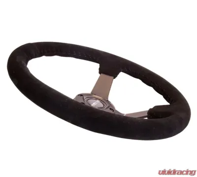 NRG Reinforced Sport Steering Wheel 350mm Odi Aurimas Bakchis Signature Race Style 3 Inch deep black Suede - RST-036MB-S