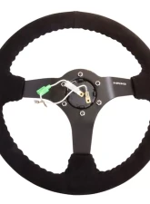 NRG Reinforced Sport Steering Wheel 350mm Odi Aurimas Bakchis Signature Race Style 3 Inch deep black Suede                                     - RST-036MB-S - Image 5