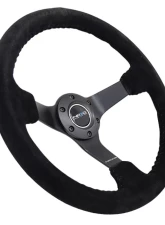 NRG Reinforced Sport Steering Wheel 350mm 3 Inch Deep 5mm Matte Black Spoke Black Suede Black Baseball Stitching                                     - RST-036MB-S-BK - Image 2