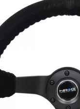 NRG Reinforced Sport Steering Wheel 350mm 3 Inch Deep 5mm Matte Black Spoke Black Suede Black Baseball Stitching                                     - RST-036MB-S-BK - Image 3