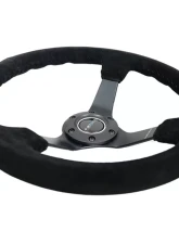 NRG Reinforced Sport Steering Wheel 350mm 3 Inch Deep 5mm Matte Black Spoke Black Suede Black Baseball Stitching                                     - RST-036MB-S-BK - Image 5