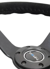 NRG Reinforced Sport Steering Wheel 350mm 3 Inch Deep 5mm Matte Black Spoke Black Suede Black Baseball Stitching                                     - RST-036MB-S-BK - Image 6