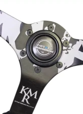 NRG Reinforced Sport Steering Wheel 350mm Kyle Mohan Signature 3 Inch Deep 5mm Matte Black Spoke Black suede color stitching                                     - RST-036MB-S-KMR - Image 5