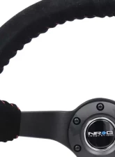 NRG Reinforced Sport Steering Wheel 350mm 3 Inch Deep 5mm Matte Black Spoke Black Suede Red Baseball Stitching                                     - RST-036MB-S-RD - Image 3
