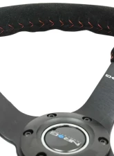 NRG Reinforced Sport Steering Wheel 350mm 3 Inch Deep 5mm Matte Black Spoke Black Suede Red Baseball Stitching                                     - RST-036MB-S-RD - Image 4