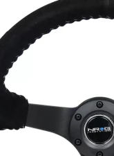 NRG Reinforced Sport Steering Wheel 350mm 3 Inch Deep 5mm Matte Black Spoke Black suede Silver Baseball Stitching                                     - RST-036MB-S-SL - Image 3