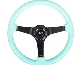 NRG Reinforced Steering Wheel 350mm Classic Minty Fresh Wood Grain Wheel 3 Inch Deep 3-Spoke Center Black