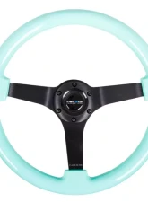 NRG Reinforced Steering Wheel 350mm Classic Minty Fresh Wood Grain Wheel 3 Inch Deep 3-Spoke Center Black                                     - RST-036MF-BK - Image 3