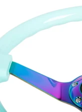 NRG Reinforced Steering Wheel 350mm Classic Minty Fresh Wood Grain Wheel 3 Inch Deep 3-Spoke Center Neochrome                                     - RST-036MF-MC - Image 3