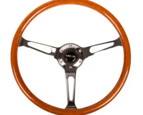 NRG Reinforced Classic Wood Grain Wheel 360mm 3-Spoke Center Chrome