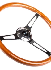 NRG Reinforced Classic Wood Grain Wheel 360mm 3-Spoke Center Chrome                                     - RST-360SL - Image 2