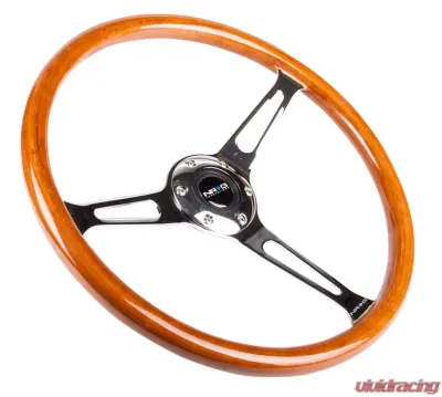 NRG Reinforced Classic Wood Grain Wheel 360mm 3-Spoke Center Chrome - RST-360SL