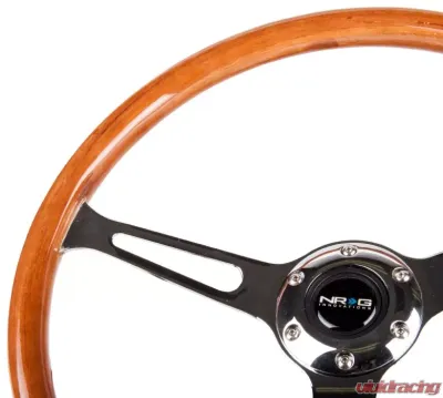 NRG Reinforced Classic Wood Grain Wheel 360mm 3-Spoke Center Chrome - RST-360SL