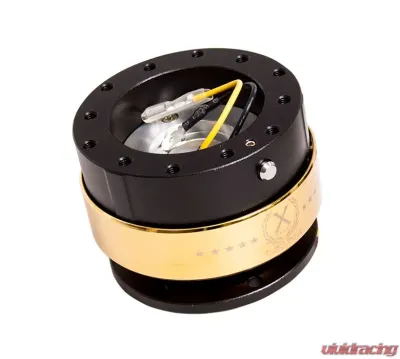 NRG Quick Release Gen 2.0 Black Body Chrome Gold Ring - SRK-200BK-CG