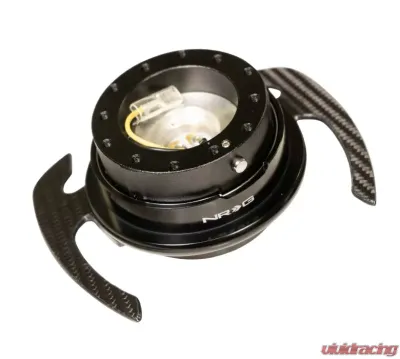 NRG Quick Release Gen 4.0 Black Body Black Ring with Carbon Fiber Handles - SRK-700CF
