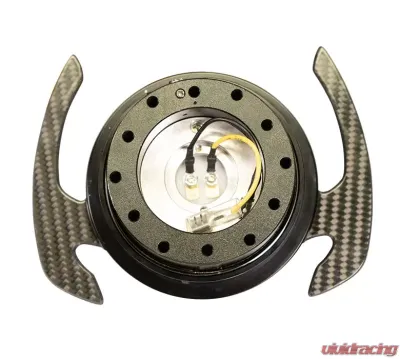 NRG Quick Release Gen 4.0 Black Body Black Ring with Carbon Fiber Handles - SRK-700CF