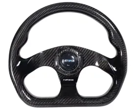 NRG Carbon Fiber Steering Wheel 320mm Flat Bottom Shinny Black Light Tone
