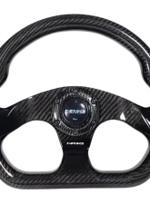 NRG Carbon Fiber Steering Wheel 320mm Flat Bottom Shinny Black Light Tone                                     - ST-009CF/BK - Image 5