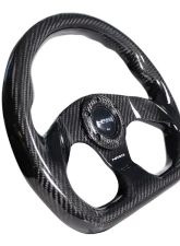 NRG Carbon Fiber Steering Wheel 320mm Flat Bottom Shinny Black Light Tone                                     - ST-009CF/BK - Image 2