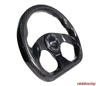 NRG Carbon Fiber Steering Wheel 320mm Flat Bottom Shinny Black Light Tone - ST-009CF/BK