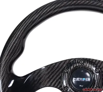 NRG Carbon Fiber Steering Wheel 320mm Flat Bottom Shinny Black Light Tone - ST-009CF/BK