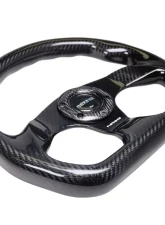 NRG Carbon Fiber Steering Wheel 320mm Flat Bottom Shinny Black Light Tone                                     - ST-009CF/BK - Image 4