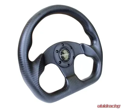 NRG Carbon Fiber Steering Wheel 320mm Flat Bottom Matte Black - ST-009CF/MB