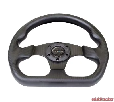 NRG Carbon Fiber Steering Wheel 320mm Flat Bottom Matte Black - ST-009CF/MB