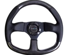 NRG Carbon Fiber Steering Wheel 320mm Flat Bottom Black stitching