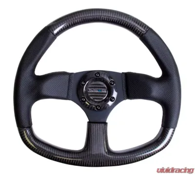 NRG Carbon Fiber Steering Wheel 320mm Flat Bottom Black stitching - ST-009CFBS