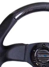 NRG Carbon Fiber Steering Wheel 320mm Flat Bottom Black stitching                                     - ST-009CFBS - Image 2