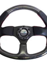 NRG Carbon Fiber Steering Wheel 320mm Flat Bottom Red stitching                                     - ST-009CFRS - Image 3