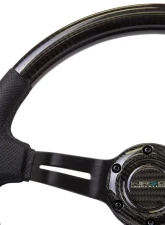 NRG Carbon Fiber Steering Wheel 350mm 1.5 Inch Deep Dish Leather Accent Black Stitching                                     - ST-010CFBS - Image 3