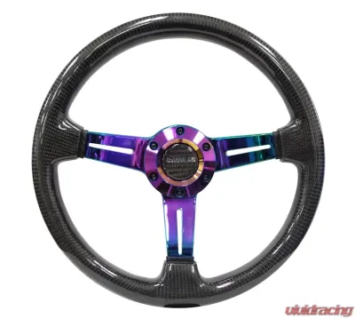 NRG Carbon Fiber Steering Wheel 350mm Neochrome Center Spoke - ST-010MC-CF