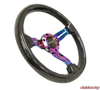 NRG Carbon Fiber Steering Wheel 350mm Neochrome Center Spoke - ST-010MC-CF
