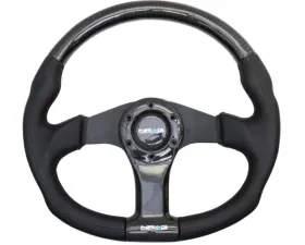 NRG Carbon Fiber Steering Wheel 350mm Aluminum-Carbon Center Black Flat Bottom