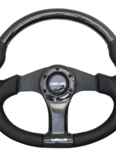NRG Carbon Fiber Steering Wheel 350mm Aluminum-Carbon Center Black Flat Bottom                                     - ST-013CFBK - Image 3